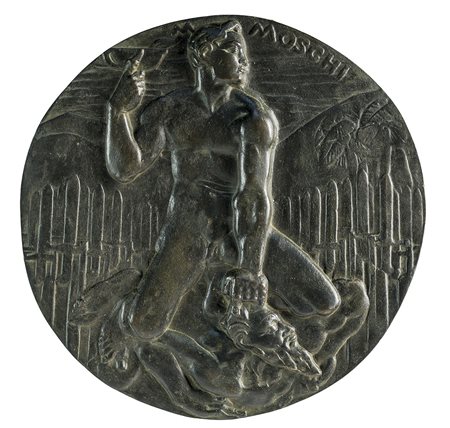 MARIO MOSCHI La sottomissione delle colonie Bassorilievo in bronzo, d 26 cm...