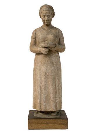 CARMINE TRIPODI Portatrice di pane, Anni ‘30 Scultura in terracotta su...