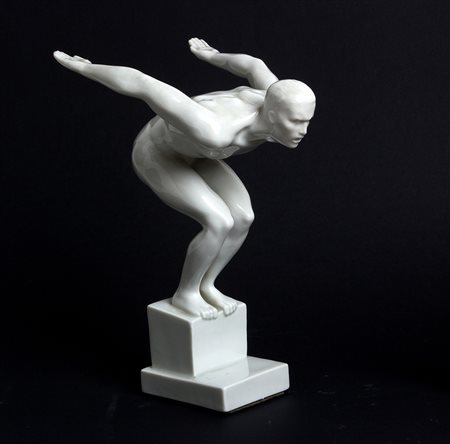 GEZ FEKETE Tuffatore, 1940 Porcellana bianca, h 25 cm Firma e data in basso a...