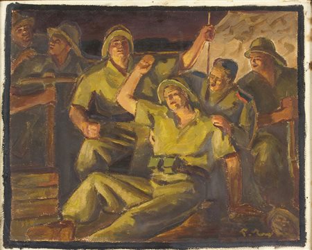 PIERO TESTA Episodio di guerra d’Africa, 1939 (Studio preparatorio) Olio su...