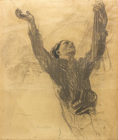 PLINIO NOMELLINI IL SOLDATO COLPITO Carboncino su carta, 117 x 98 cm circa...