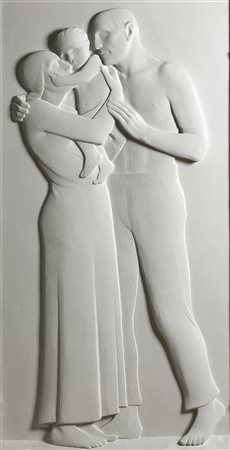 GIUSEPPE ENRINI LA FAMIGLIA, 1940-45 Bassorilievo in gesso, 164 x 85 cm...