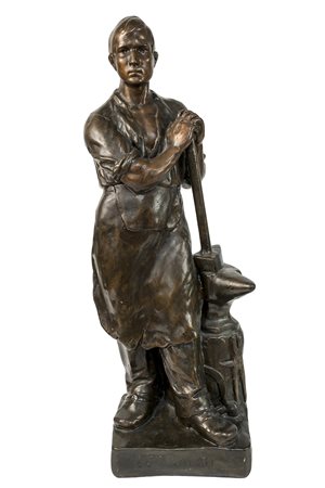 ADRIENNE ETIENNE GAUDEZ LE TRAVAIL Scultura in antimonio patinato in bronzo,...