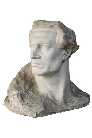 BERNARDO MORESCALCHI Ritratto virile Scultura in gesso, h 45 x 42 x 31 cm...