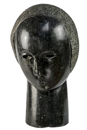SILVIO CHECCHI Volto di donna, 1930-35 Testa in marmo nero, h 41 cm CONDITION...