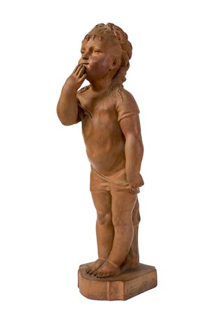 SCULTORE DEL XX SECOLO Il Bacio Scultura in ceramica dipinta, h 47 cm Marchio...