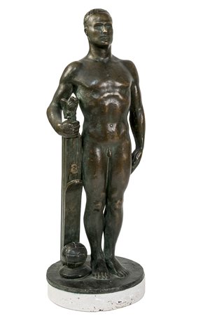 SCULTORE DEL XX SECOLO Atleta, 1930 circa Scultura in bronzo, h 52 cm Firma...