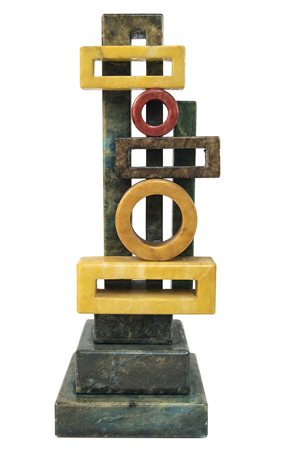 SCULTORE DEL XX SECOLO Composizione astratta Scultura in marmi policromi, h...