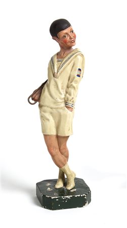 RENE BERTRAND CLARA TAMBOUR Scultura in gesso dipinto, h 30 cm Titolo e firma...