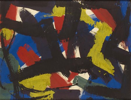 LUIGI MONTANARINI Lacerazioni, 1963 Olio e acriico su carta, 60 x 78,5 cm...