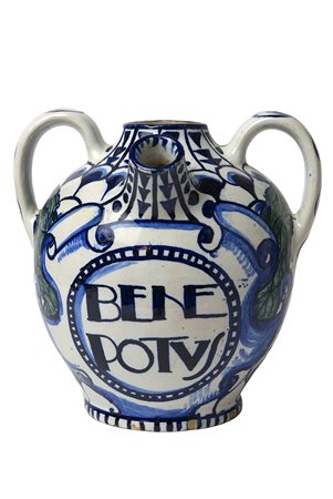 VITTORIO SALTELLI Orciolo con decorazione a occhio di pavone e ghirlanda...