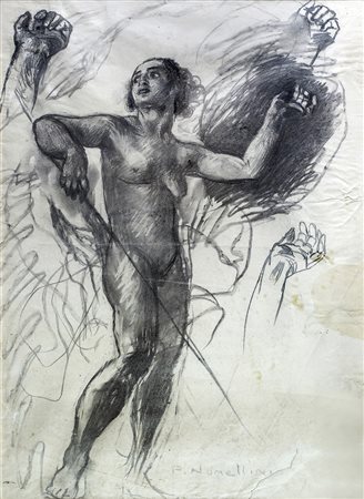 PLINIO NOMELLINI ALLEGORIA DELL’Italia MATITA E CARBONCINO SU CARTA, 88 x 63...