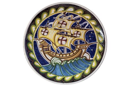 PALAZZI - ROMA Caravella Ceramica policroma, d 40,5 cm Marchio al retro:...