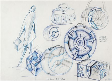 UBERTO BONETTI Moda futurista - Ventagli, metà Anni ‘30 Tecnica mista su...