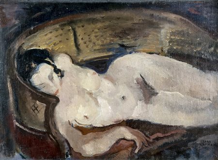 ITALO CREMONA NUDO SDRAIATO, 1931 OLIO SU TELA, 45 x 63 cm Firma e data in...