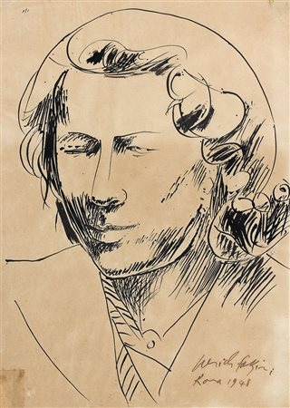 PERICLE FAZZINI Volto, 1948 China su carta, 30 x 20 cm Firma, data e luogo in...