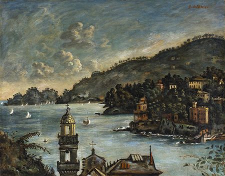 GIORGIO DE CHIRICO Veduta di Rapallo, seconda metà degli Anni ‘40 Olio su...