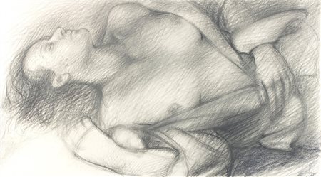 DIETER KOPP Nudo di donna Matita su carta, 40 x 75 cm Firma in basso a...
