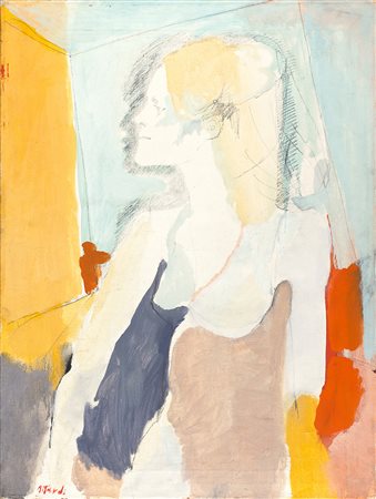 UGO ATTARDI Modella, 1969 Olio e pastelli su tela, 80 x 60 cm Firma in basso...