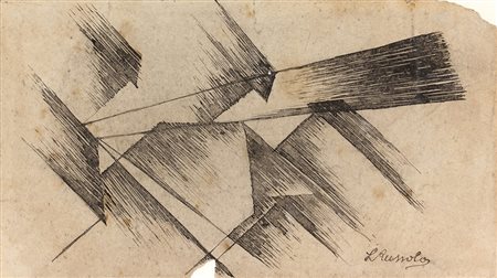 LUIGI RUSSOLO Progetto per la rivolta, 1911 China color seppia su carta, 10,5...