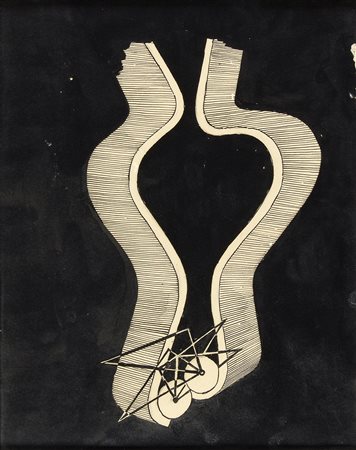 Ottorino Dalla Baratta Astratto China su carta, 26 x 20 cm Al retro cartiglio...