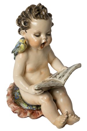 MANIFATTURA TORNATI Putto che canta, Anni ‘40/’50 Scultura in ceramica...