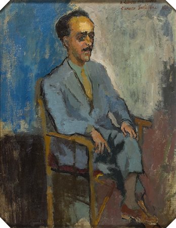FRANCO GENTILINI Ritratto di Libero de Libero, 1946 Olio su tela, 45 x 35 cm...