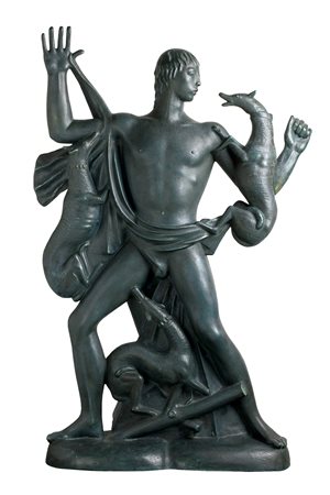 ANGELO BIANCINI ATTEONE, 1939-40 Scultura in terraglia forte con smalto verde...