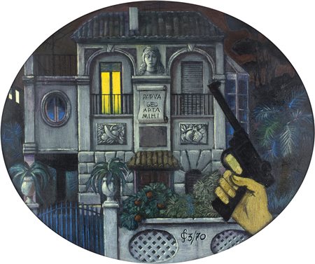 SERGIO CECCOTTI Villa Romana II, 1970 Olio su tela, 58 x 70 cm Iniziali e...