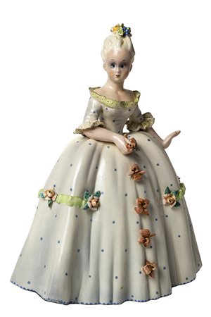 TARCISIO TOSIN Dama in bianco Scultura in ceramica dipinta, h 29,5 cm Firma...