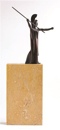 DUILIO CAMBELLOTTI Minerva, 1907 Scultura in bronzo, h 22 cm; h 49 cm...
