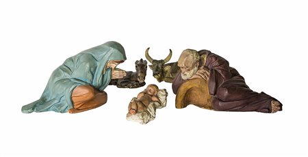 DUILIO CAMBELLOTTI PRESEPE, 1920 TERRACOTTA dIPINTA a freddo, MADONNA h 15...