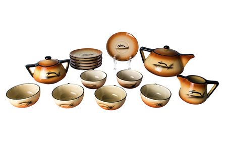 FACI - CIVITA CASTELLANA Servizio da tè composto da sei tazzine con piattino,...