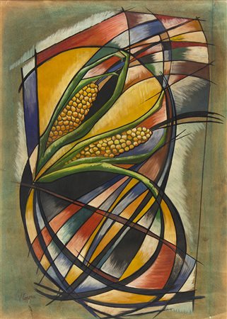 VITTORIO CORONA Studio per vetrata, 1922 circa Tempera su carta, 70 x 49 cm...