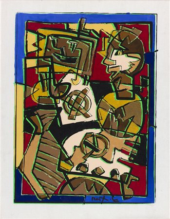UGO NESPOLO Radio Gaga, 1986 Acrilici su tela, 55 x 45 cm Frma in basso a...