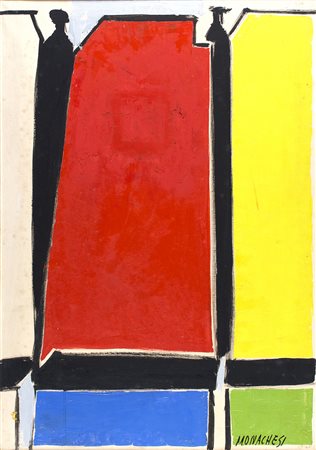 SANTE MONACHESI Nuovo Muro Cieco Paris, 1963 Olio su tela, 100 x 70 cm Firma...