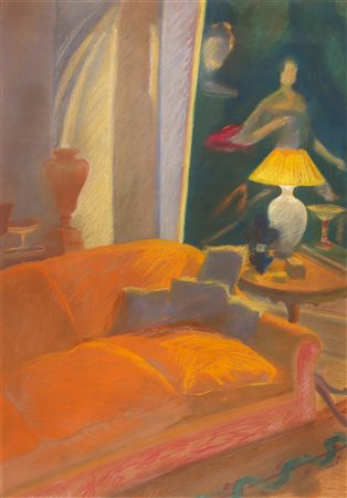 TOM COREY Interno Pastelli su carta, 100 x 70 cm Firma in basso a destra: Corey