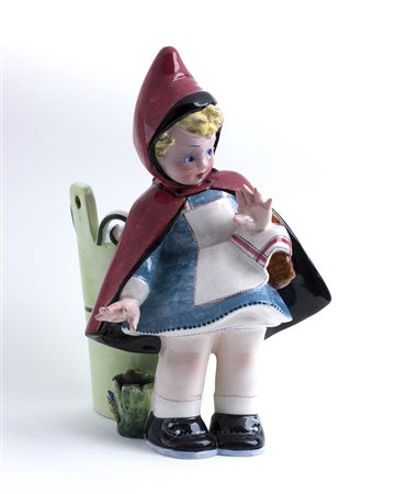 TARCISIO TOSIN Cappuccetto rosso, Anni ‘50 (porta vaso) Ceramica dipinta, h...