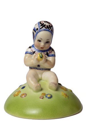 LENCI - TORINO Putto con mela, 1936 Scultura in ceramica dipinta, h 12 cm...