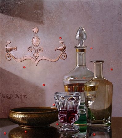 Aurelio Bruni 1955, Blera (Vt) - [Italia] Arabesco olio su tavola 50x44 cm...