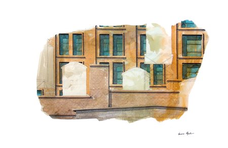 Tonino Caputo 1933, Lecce (Le) - [Italia] Scorcio di architetture acquerello...