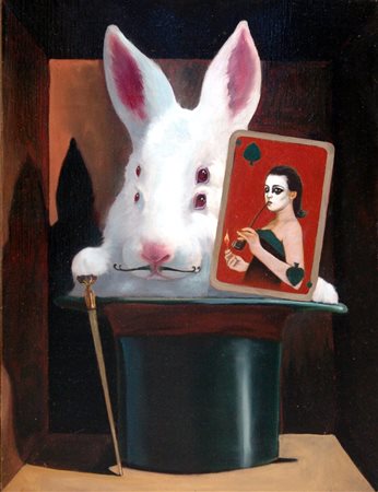 Alexandru Ciobanu 1988, Dubosaria - [Moldavia] Schrödinger’s rabbit olio su...