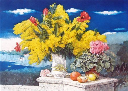 Giovanni Battista De Andreis 1938, Badalucco (Im) - [Italia] Vaso di fiori...