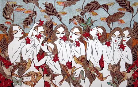 Sujak Rahman 1950, Singapore - [Repubblica di Singapore] In the garden batik...