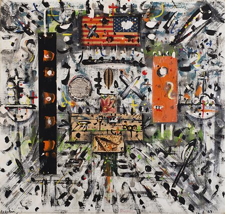 Phillip Martin ( 1927 - 2014) &quot;Prospectus&quot; 1967 collage e tecnica...