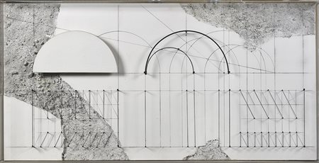 Walter Valentini (Pergola 1928) &quot;Muro del tempo&quot; 1985 tecnica mista...
