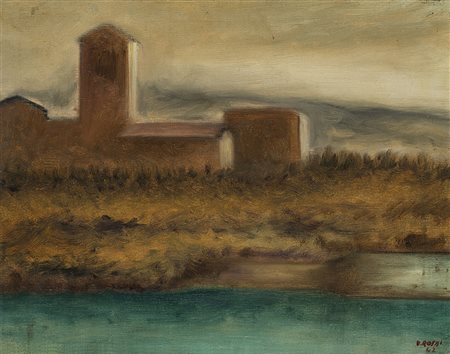 Ottone Rosai (Firenze 1895 - Ivrea 1957) &quot;Paesaggio&quot; 1942 olio su...