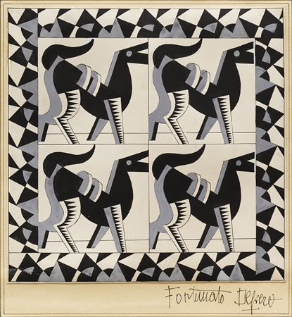 Fortunato Depero (Malosco 1892 - Rovereto 1960) &quot;Cavalli fiammanti&quot;...