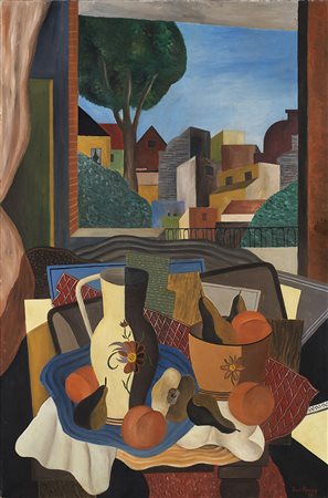 Renato Paresce (Carouge 1886 - Parigi 1937) &quot;Paesaggio&quot; 1926 olio...