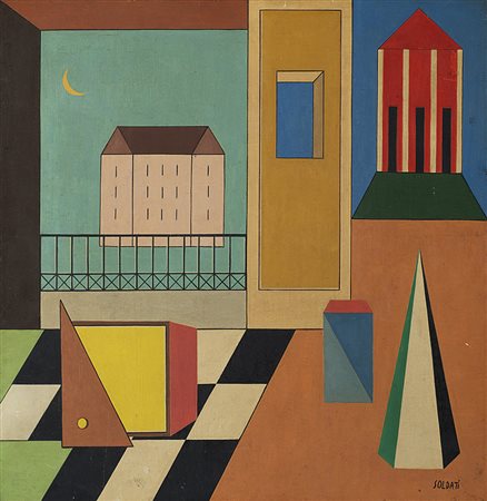 Atanasio Soldati (Parma 1896 - 1953) &quot;Senza titolo&quot; 1946 ca olio su...